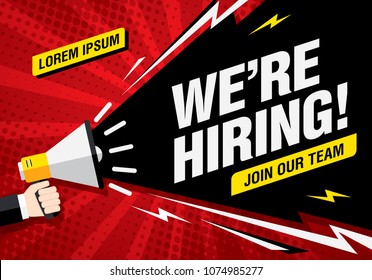 we are hiring banner layout design, vector illustration