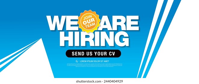 we are hiring banner layout design, vector illustration