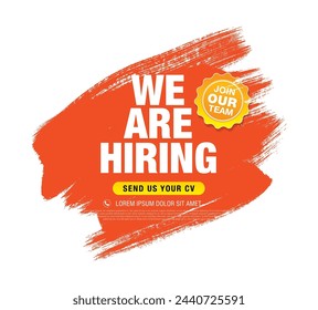 we are hiring banner layout design, vector illustration