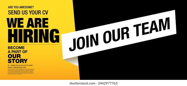 we are hiring banner layout design, vector illustration