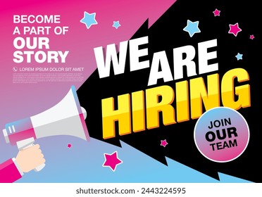 we are hiring banner layout design, vector illustration

