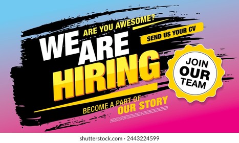 we are hiring banner layout design, vector illustration
