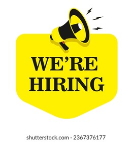 We are hiring banner with microphone