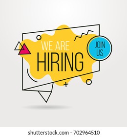 We are hiring banner outline design. Business hiring and recruiting template. Vector illustration.