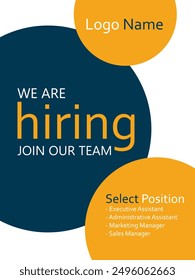 We are hiring banner, poster. We are hiring, join our team.