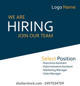 We are hiring banner, poster. We are hiring, join our team.