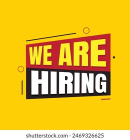 Wir stellen Banner Vorlage Design ein. Einstellungs-offene Stellenangebote Info Label Design. Wir stellen Text auf roten und schwarzen rechteckigen Formen ein. In: Job Hunting Vektorillustration.