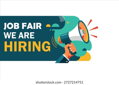 We Are Hiring Banner Vector Illustration, Megaphone Icon, Recruitment and Job Announcement Design for Business