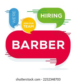 Estamos contratando (Barber), Únanse a nuestro equipo, ilustración vectorial.