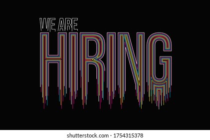 We are Hiring Calligraphic line art Text shopping poster vector illustration Design.