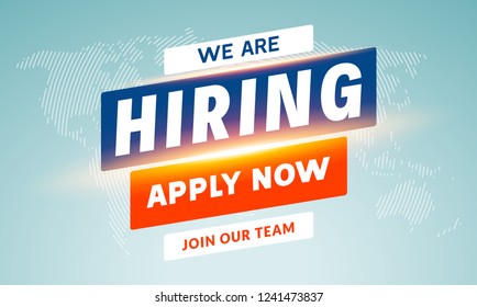 We are Hiring career employee message background. Employment hiring job recruitment concept banner.