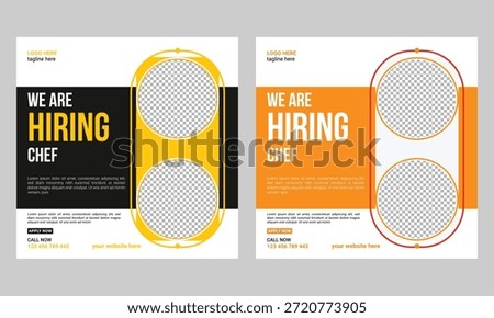 We are hiring chefs or cook helpers for a job social media post
