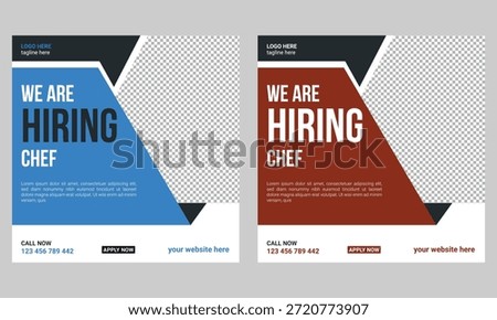 We are hiring chefs or cook helpers for a job social media post