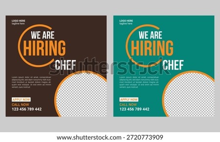 We are hiring chefs or cook helpers for a job social media post
