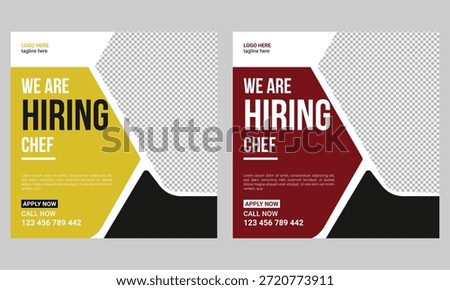 We are hiring chefs or cook helpers for a job social media post