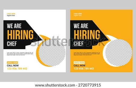We are hiring chefs or cook helpers for a job social media post
