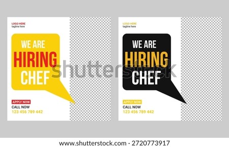 We are hiring chefs or cook helpers for a job social media post