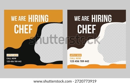 We are hiring chefs or cook helpers for a job social media post