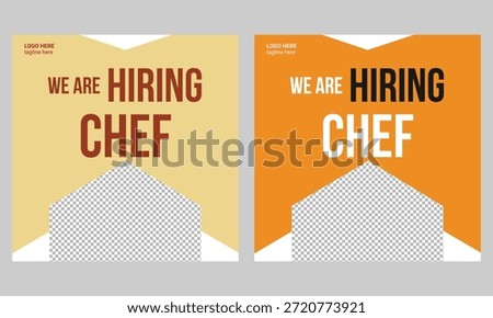 We are hiring chefs or cook helpers for a job social media post