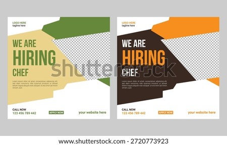 We are hiring chefs or cook helpers for a job social media post