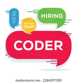 We are hiring (Coder), Join our team, vector illustration.