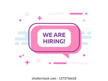 We are hiring coloful speech banner template for web and printing. Comix bubble form with text inside on white background.