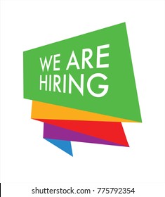 We are hiring colourful badge in vector graphics