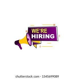We are hiring communication poster with megaphone.vacancy job offer isolated vector signs