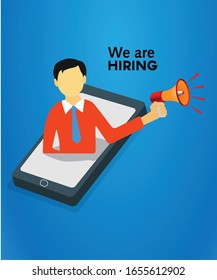 we are hiring concept with cartoon