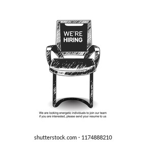 We are hiring concept design inside empty chair to be filled with new employee