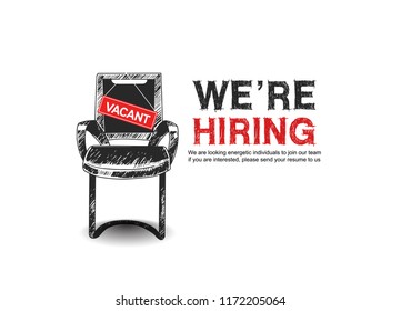 We are hiring concept design with vacant chair hand drawing style
