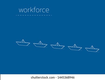 We are hiring concept illustration with a folded paper boat.