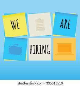 We are hiring concept on sticky notes