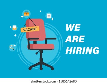 We are hiring concept with red office chair illustration