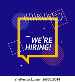 We are Hiring Concept Square Banner Poster Flyer for Web Landing Page Template and Mobile App. Vector illustration