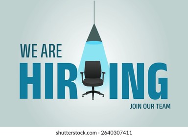 we are hiring creative concept. hiring social media poster vector illustration with chair