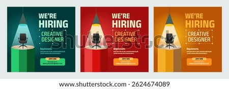 We are hiring creative designer,  job vacancy social media poster vector illustration