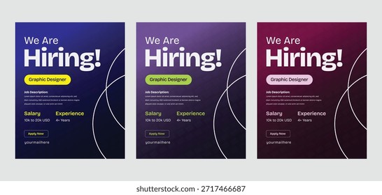 Estamos contratando a la Plantilla de redes sociales de carteles de vacantes de empleo creativo, contratando a la Plantilla de carteles