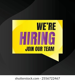 We are hiring creative poster design, Vacancy here social media post vector, Join our team vacancy hiring post recruitment advertising template