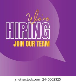 We are hiring creative vector sign, Join our team employee hiring icon banner, We are hiring design sign illustration