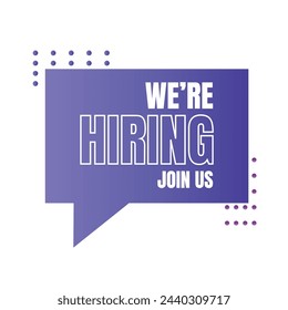 We are hiring creative vector sign, Join our team employee hiring icon banner, We are hiring design sign illustration