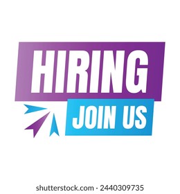 We are hiring creative vector sign, Join our team employee hiring icon banner, We are hiring design sign illustration