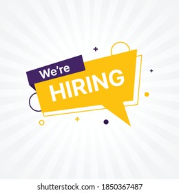 We are hiring design banner template for business. Promotion label template. Vector illustration.