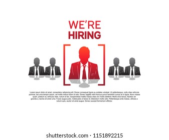 We are hiring design concept with the chosen one red color in middle. Vector design for recruitment purpose