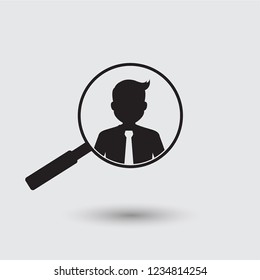 We are Hiring design with Magnifying Glass, find job, businessman