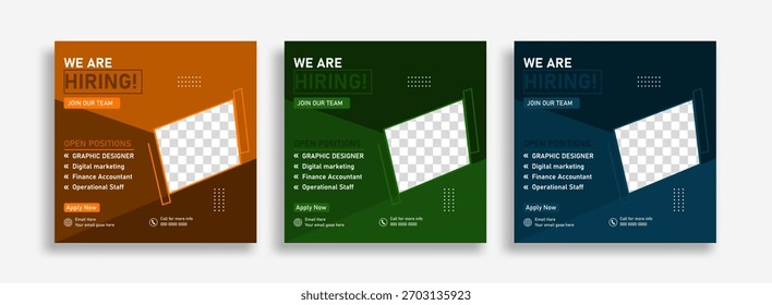We are hiring design template for social media post square banner with employment opportunity offer