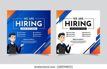 We are hiring design vector for vacant sign Job hiring poster, social media, banner, flyer and Recruitment Poster.
Hiring recruitment open vacancy design vector