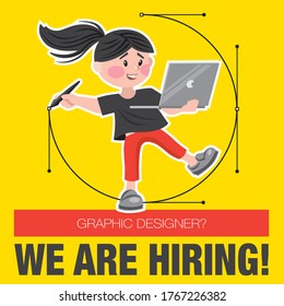 We are Hiring A Designer Ad. Vector illustration.