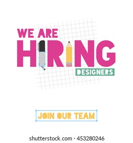 We are hiring designers. Template design for recruitment agency broadcasting. Graphic designer artist required.