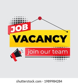 We Are Hiring emblem. Business hiring and recruiting employee for empty position, Job Vacancy Concept, illustration for banner and media social design for recruiting staff. vector illustration